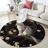 Black American Shorthair Pattern Round rug,Carpet Rug for Living Room Bedroom  Playroom ,Non-slip Floor Mat,Holiday Gifts and Birthday Gifts.