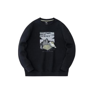 Outdoor Series Letter Camping Pattern Round Neck Easy Care Casual Pullover Sweatshirt Men Sweatshirt Basic-Black 152416701-3