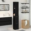 Bathroom Cabinet with Door Black Oak Effect 25 x 25 x 170 cm
