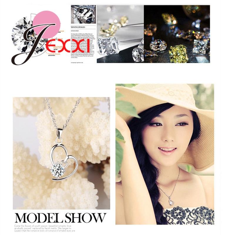 925 Sterling Silver Jewelry Sets Romantic Lovely CZ Crystal Necklace Pendant Earrings for Women Valentines Day Wedding
