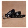 Womens Genuine Leather Belt With Hollow Design Slim Width 2-4cm Adjustable Length Black Coffee Business Casual Pants Jeans