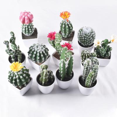 1PC Realistic Potted Plant Plastic Cactus Artificial Flower Home Decor Without Pot Fake Plants Cute
