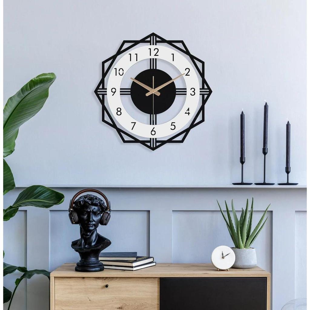 Stylish Metal Analog Wall Clock for Living Room, Bedroom, Kitchen, Home and Hall | Antique Fancy Big Size Modern Wall Watch for Home Decor (50CM)