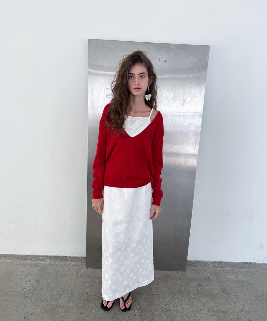 Poeteuseoul Deep V Knit_Red