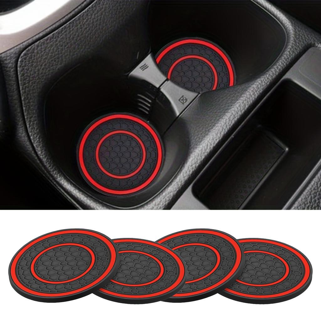 Car Cup Holder Coaster Set, Non-Slip Universal Vehicle Insert for Water Bottles, Trucks, RVs - Black/Red/Blue/White Interior Accessories