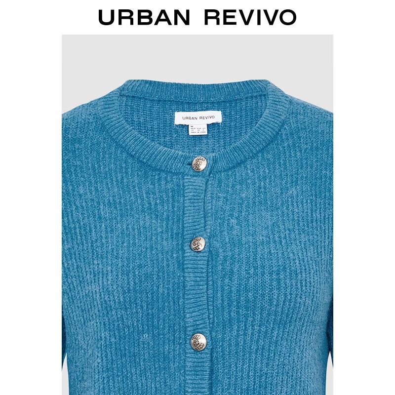 UR 2025 Women's Metal Button Round Neck Knitted Cardigan