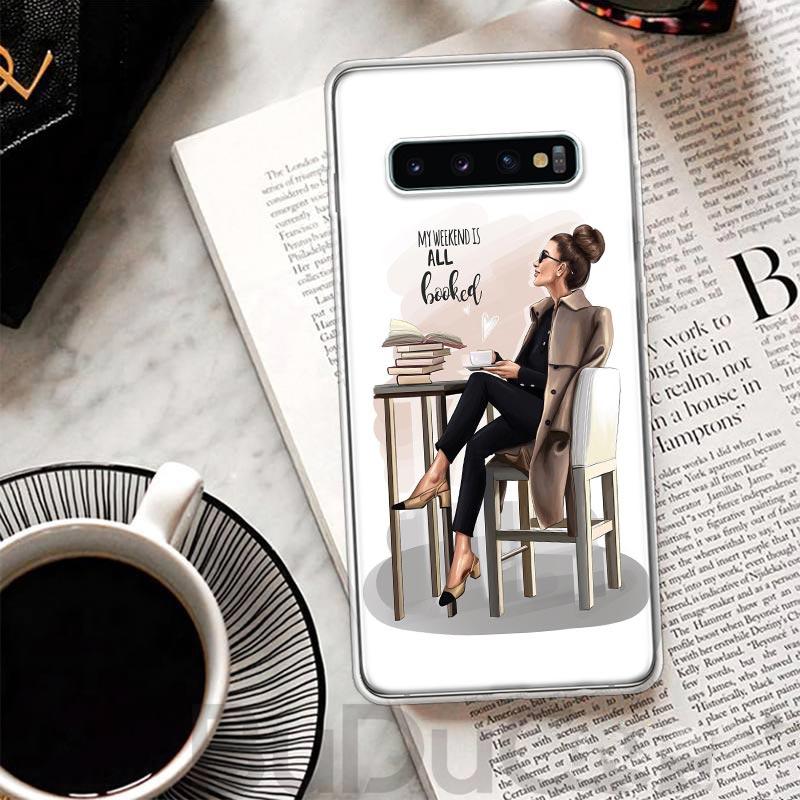 Princess Female Boss Coffee Cover For Samsung Galaxy M12 M21 M30S M31 M32 Phone Case M51 M52 Note 20 Ultra 10 Plus 9 8 J4 J6 + J