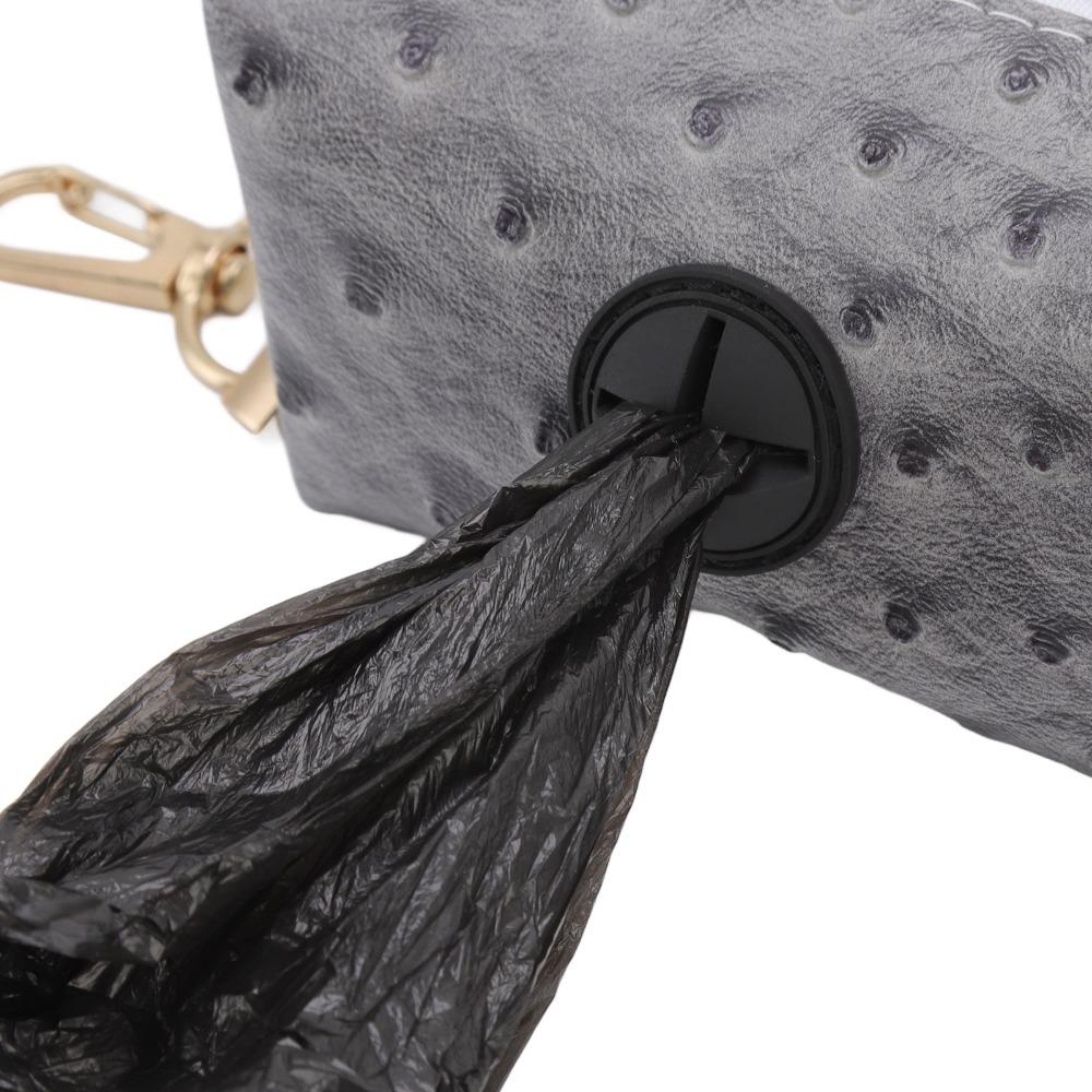 Ostrich Grain Surface Dog Poop Bag Dispenser Clip On Mount Pet Waste Storage Pack Road Side Walk