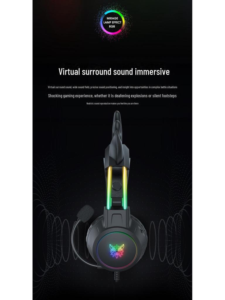 Słuchawki gamingowe X15Pro: Redukcja szumów, Świecąca opaska na głowę, Urocze kocie uszy dla e-sportu.