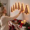 Christmas Atmosphere Ambient Light 7PCS Wooden Wall Lights, Warm LED Backlight Glowing Silhouette Decorative Elk Figures Pendants, Rustic Style