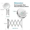 Rechargeable Wall Mounted Makeup Mirror 8 Inch Double Sided 1X 10X Magnifying Mirror with 3 Color Lights Dimmable Touch Screen