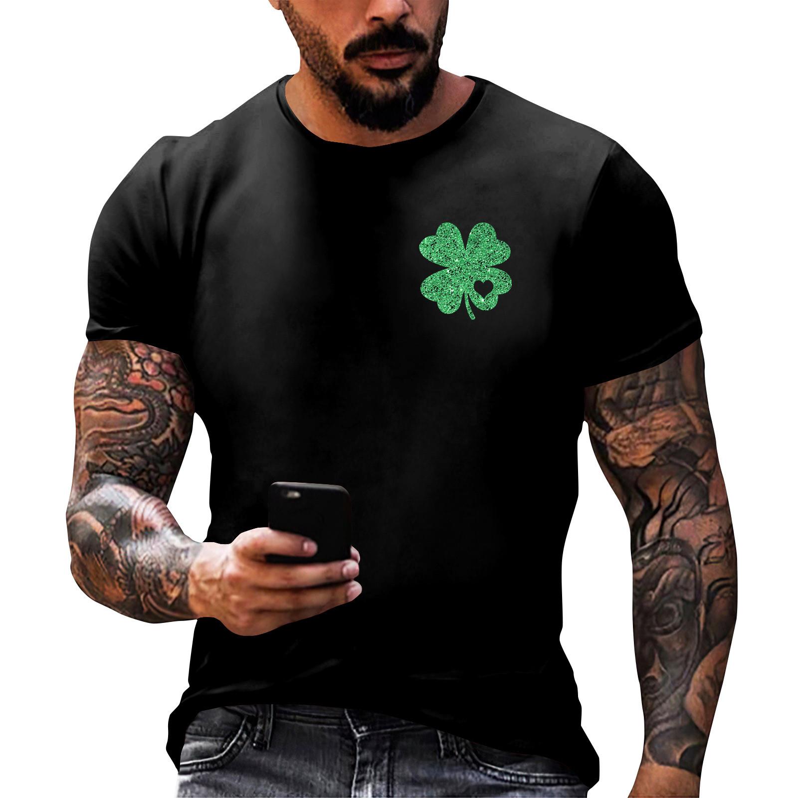 

улица. Принт ко Дню Патрика - мужская повседневная футболка с круглым вырезом и короткими рукавами XL