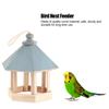 Outdoor Wooden Birds House Shaped Feeder Food Container with Hang Rope for Garden Park