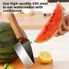430 Stainless Steel Fruit Divider Triangular Watermelon Melon Cutter with Wooden Handle