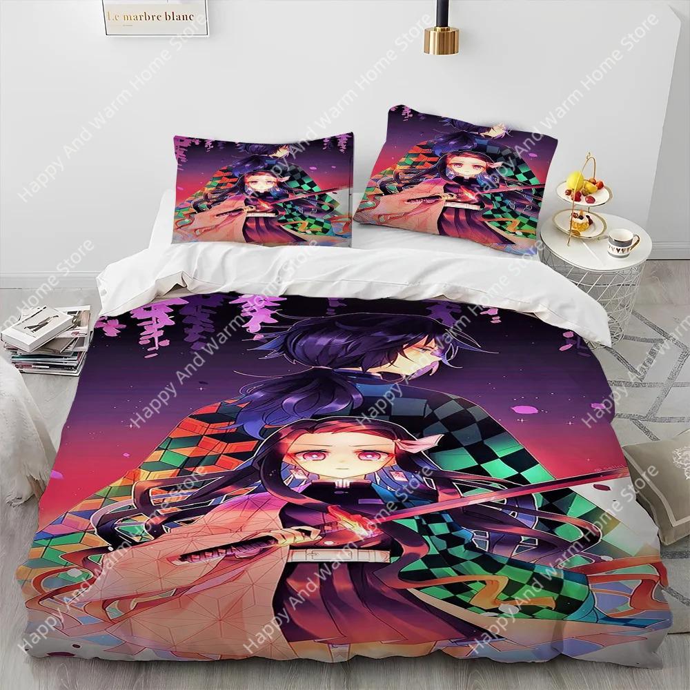 Comforter Demon Slayer Bedding Set Kamado Nezuko King Queen Full Single Size Boys Teen Gift