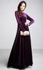 Platinum Liberty long perfect for parties and dance Velvet dress size V-neck, high-waisted, empire-waisted, maxi-length dress, halls. (purple, L).