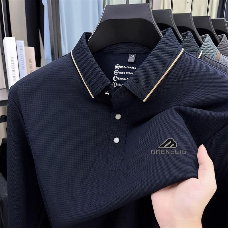 Men'S Long Sleeved T-Shirt Shirt Collar Polo Shirt 2025 Spring Autumn New Casual Wear Horse Logo