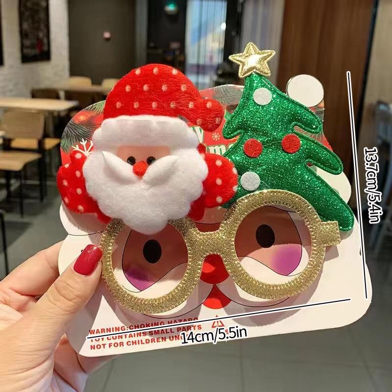 Christmas Glasses Decorative Glasses with Sticker Christmas Decoration Gift for Girls Women Xmax Party Costume Accessory Navidad