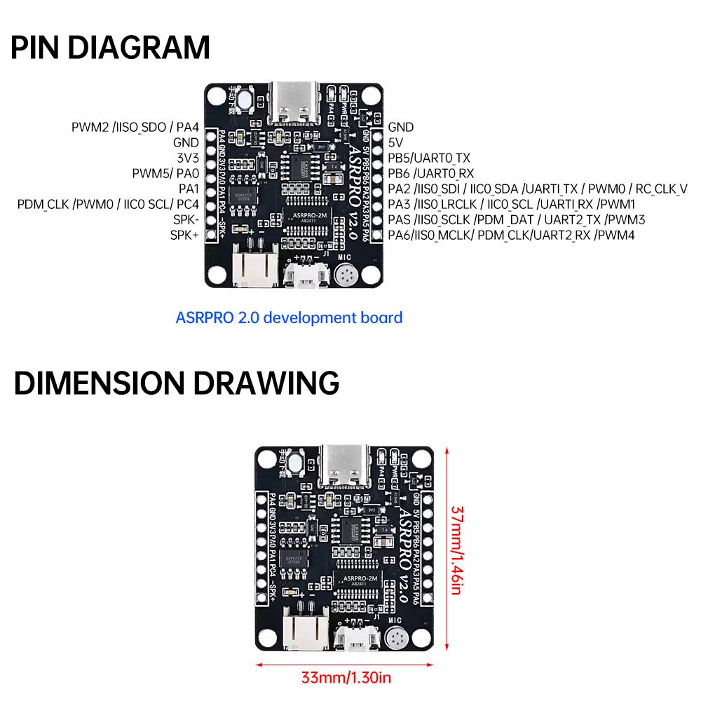 ASR PRO-V2.0 development board 2MB/4MB offline intelligent speech recognition module core board ASRPRO 2.0 voice module