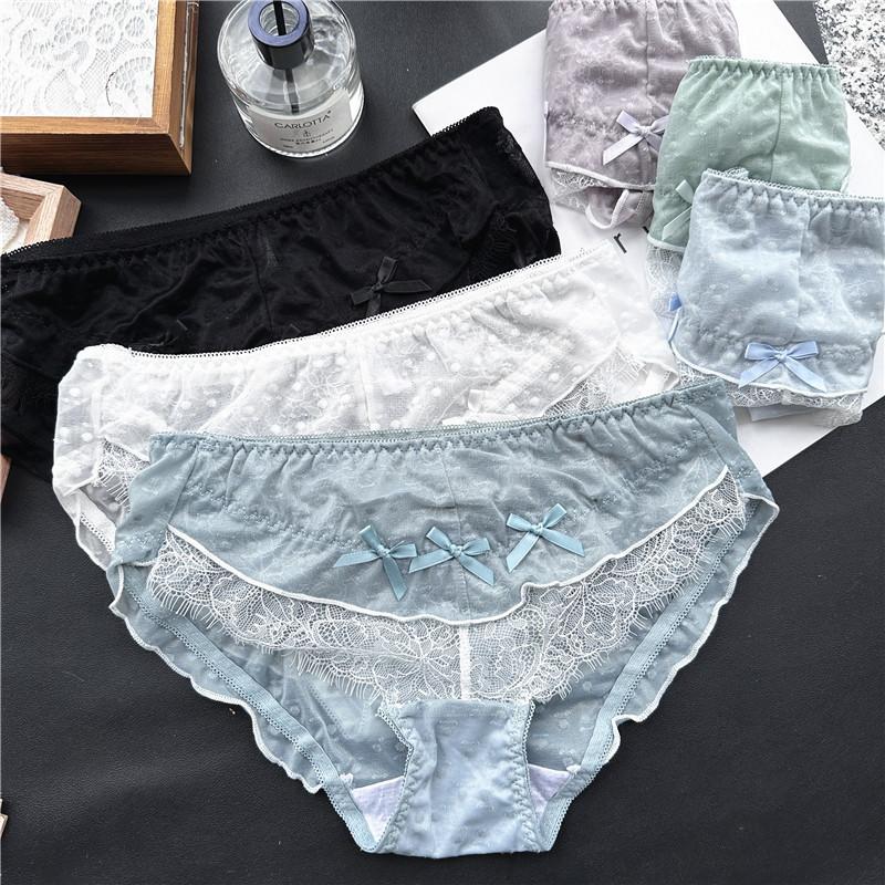 Damen Frühling und Sommer Reizvolle Eis-Seide Spitze Mesh Baumwolle Sexy Hüftunterwäsche