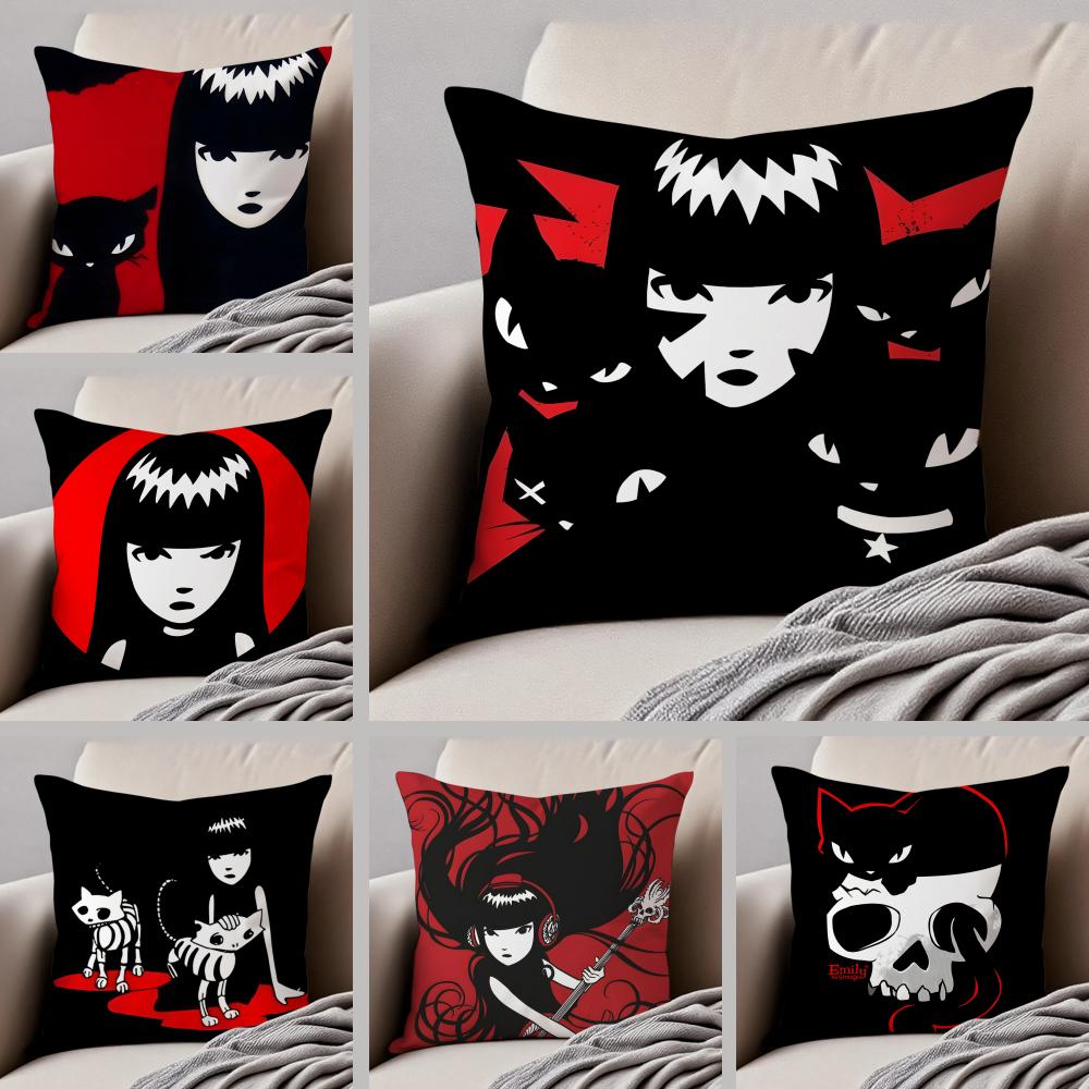 Mysterious Cool Comic EEmily The Strange Cushion Cover Throw Pillow Cover Hidden Button Durable Polyester Chair Cushion