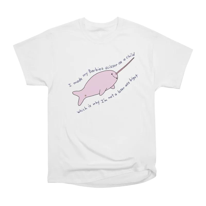 

Men Casual Shirts Short Sleeves NARWHAL WISDOM White Tees Oversized T-shirts S белый