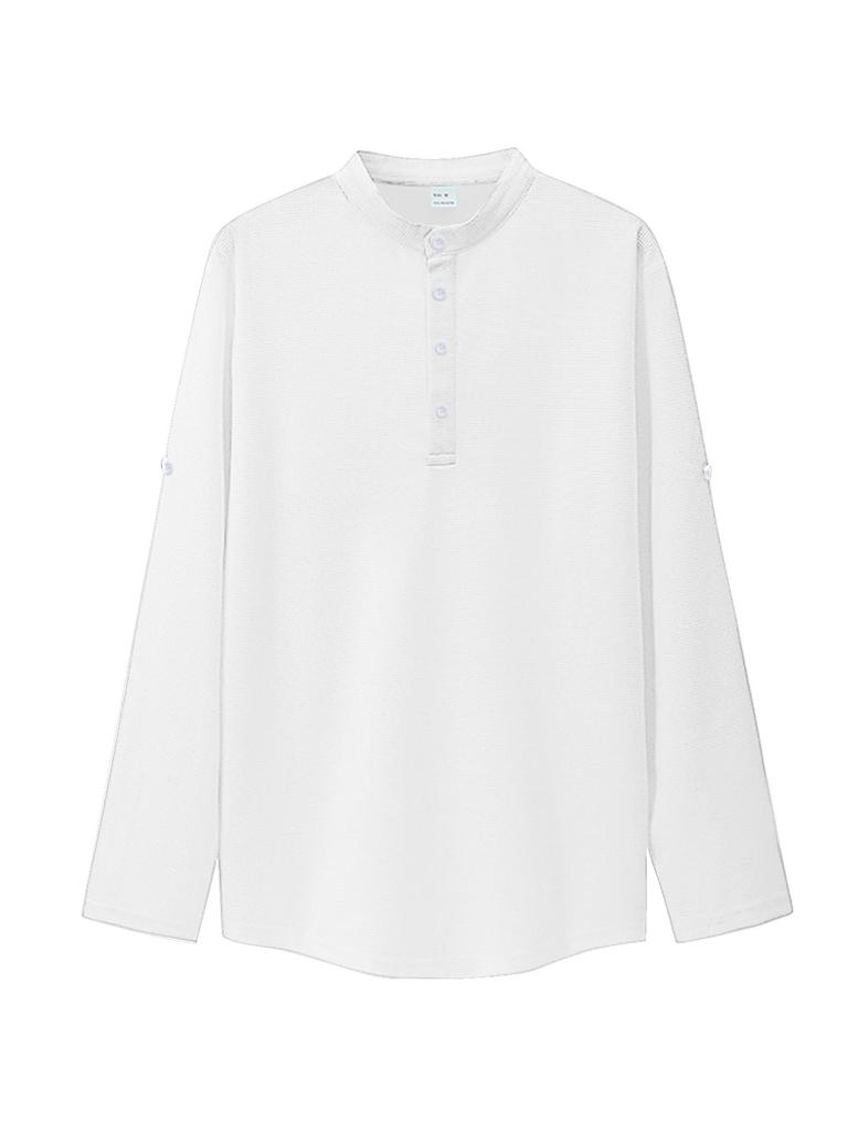 European and American TK Men's Long-sleeved Polo Shirt Summer Casual Breathable Button-up Collar Plaid Polo Shirt