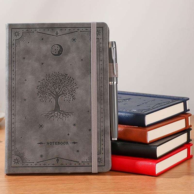 European Retro Student Diary with Custom Logo Embossed Leather Cover