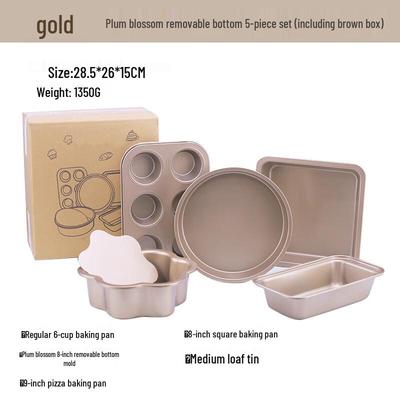 ZISIZ Golden Plum Blossom 5-Piece Bakeware Set