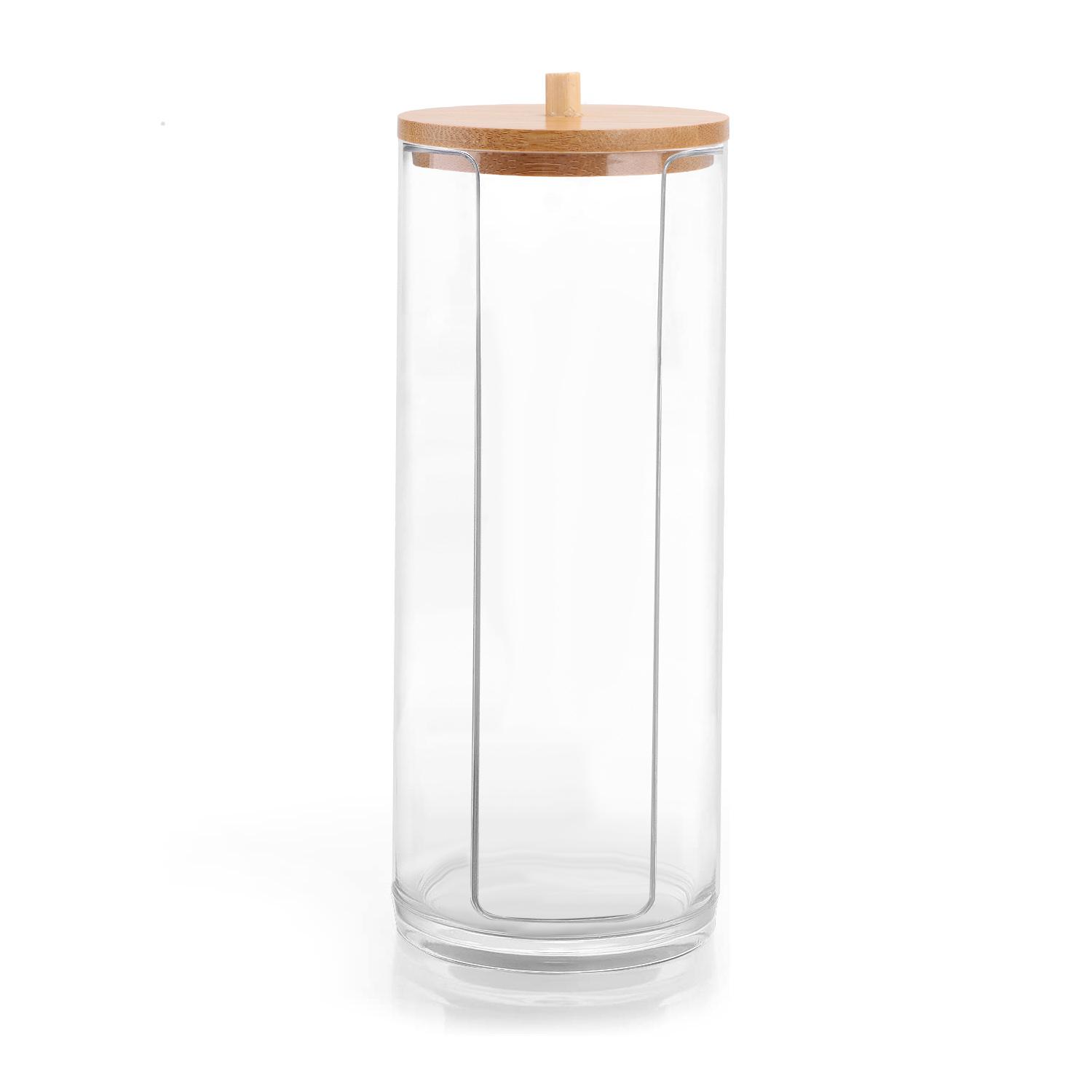 

Органайзер для ватных дисков для макияжа, ящик для хранения в ванной комнате, ватные палочки, косметика, ювелирные изделия, контейнер для снятия макияжа с бамбуковой крышкой Universal