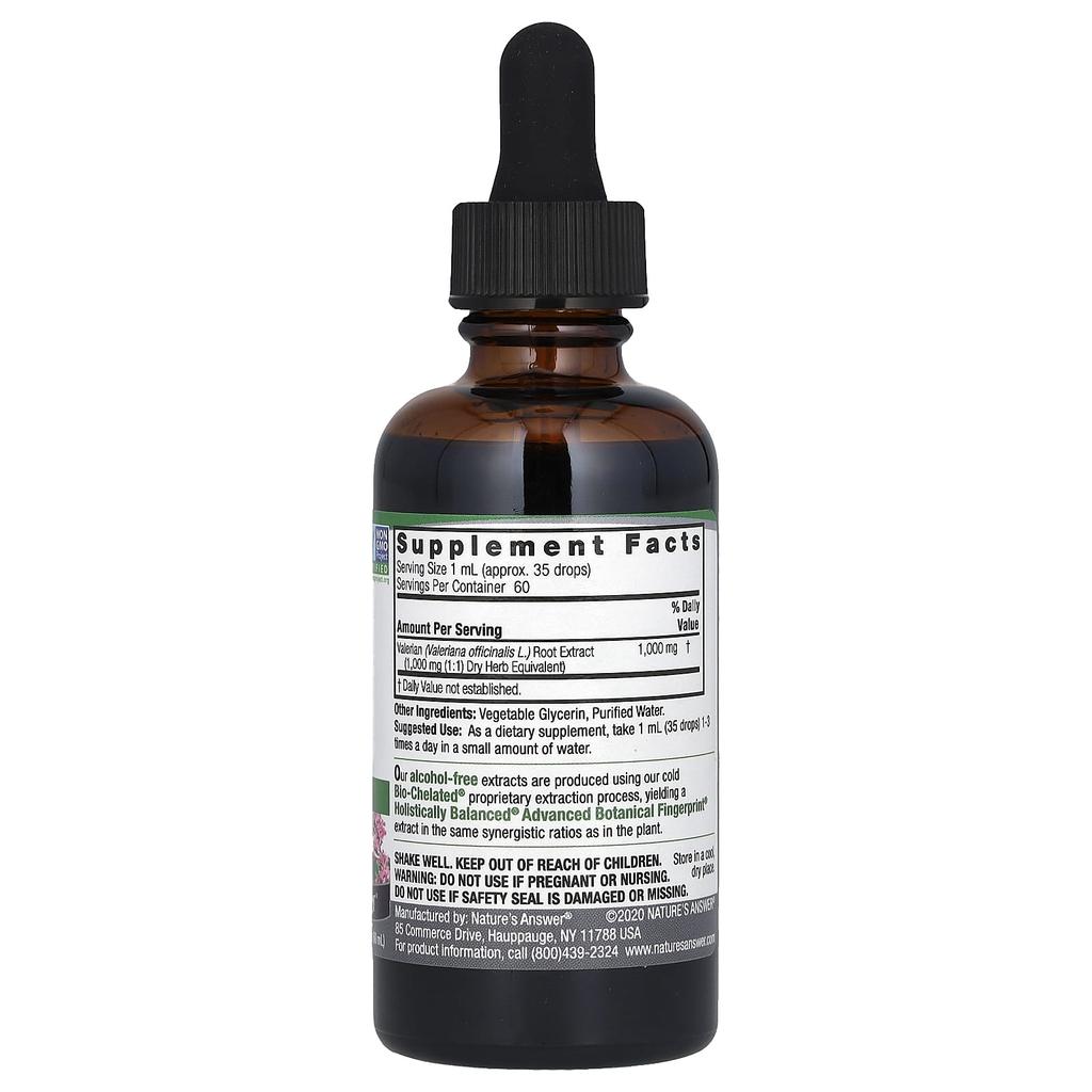 Nature'S Answer, Valerian, Liquid Extract, Alcohol Free, 1,000Mg, 60Ml(2Fl Oz)