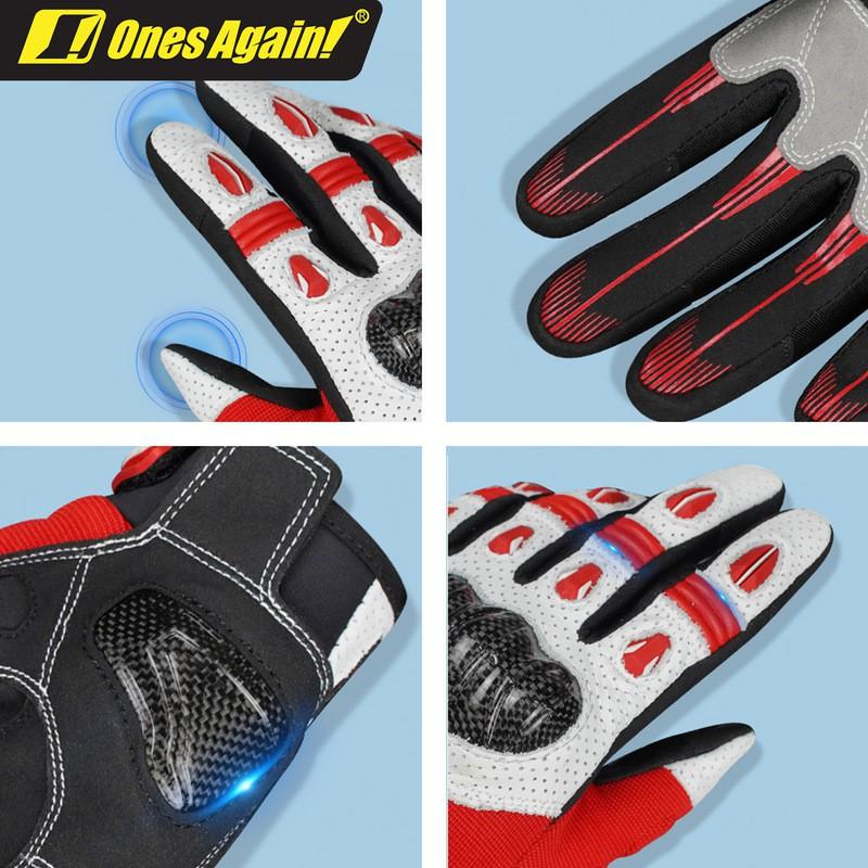 Ones Again Carbon Fiber Reinforced Goat Leather Motorcycle Gloves Men Women Cycling Protective Gear Safety Riding