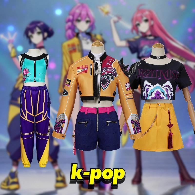 2025 New Cosplay Suit Devil Hunter K-pop Three-piece Suit Clothing Pop Singer Halloween Girls Skirts and Upper Garment Wear Set