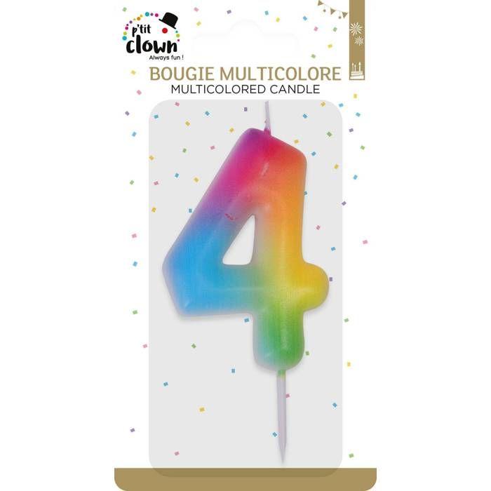 Bougie Anniversaire - PTIT CLOWN - Chiffre 4 - Multicolore