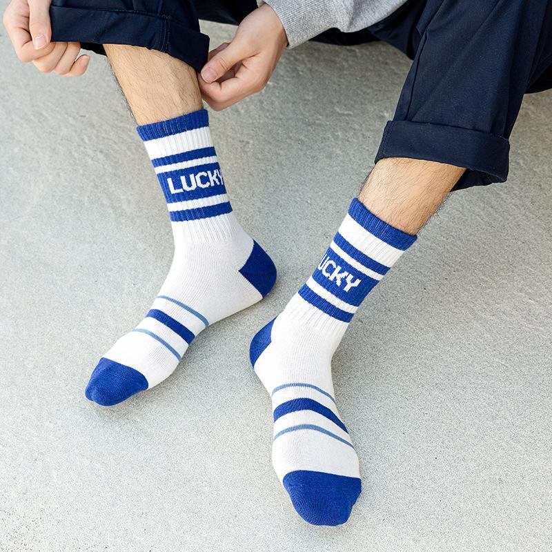 

Charm Cotton Men s Trend Sports Socks Medium Fashion Socks Letters Casual