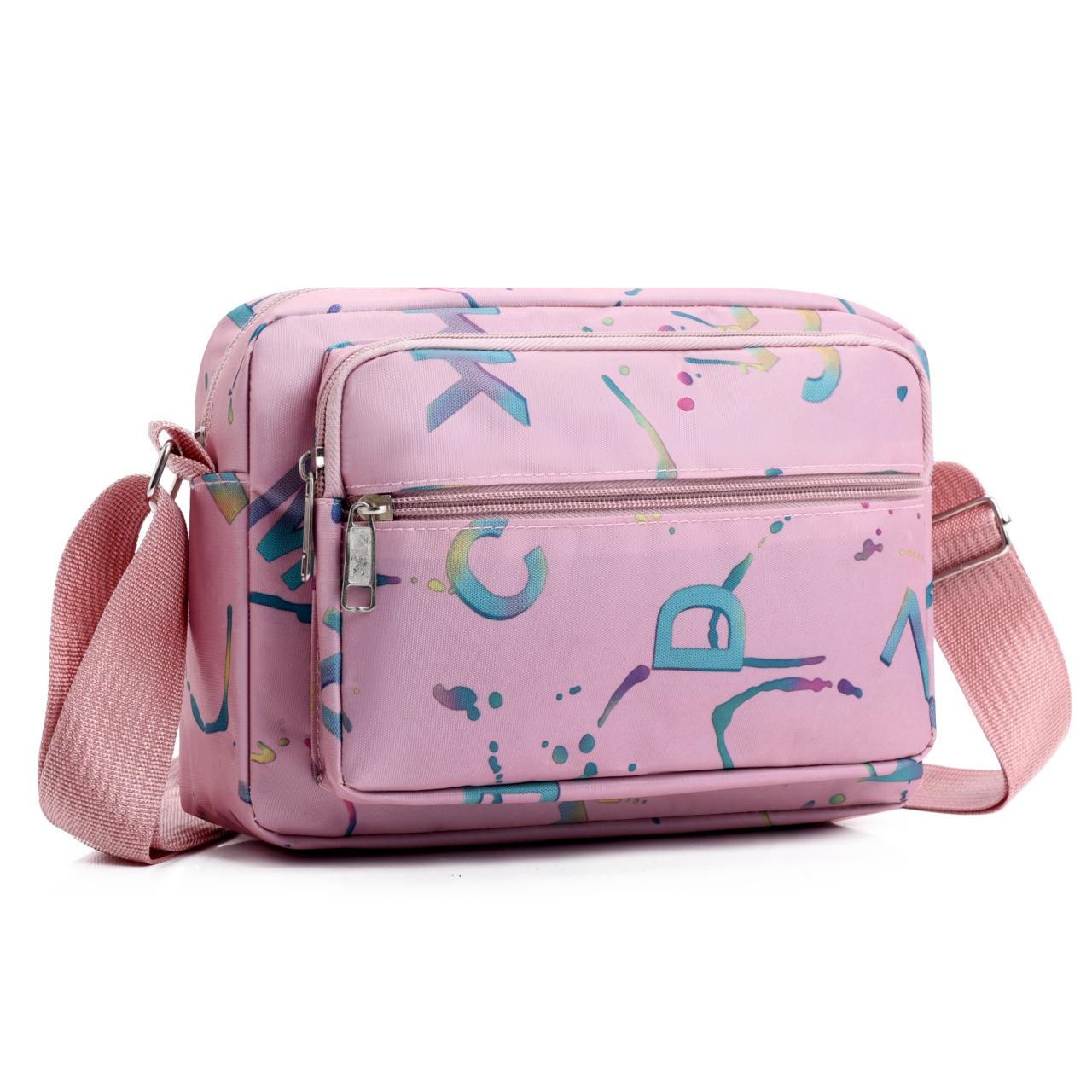 

Fashion women s lightweight messenger bag casual multi-layer storage shoulder bag large capacity bag розовый