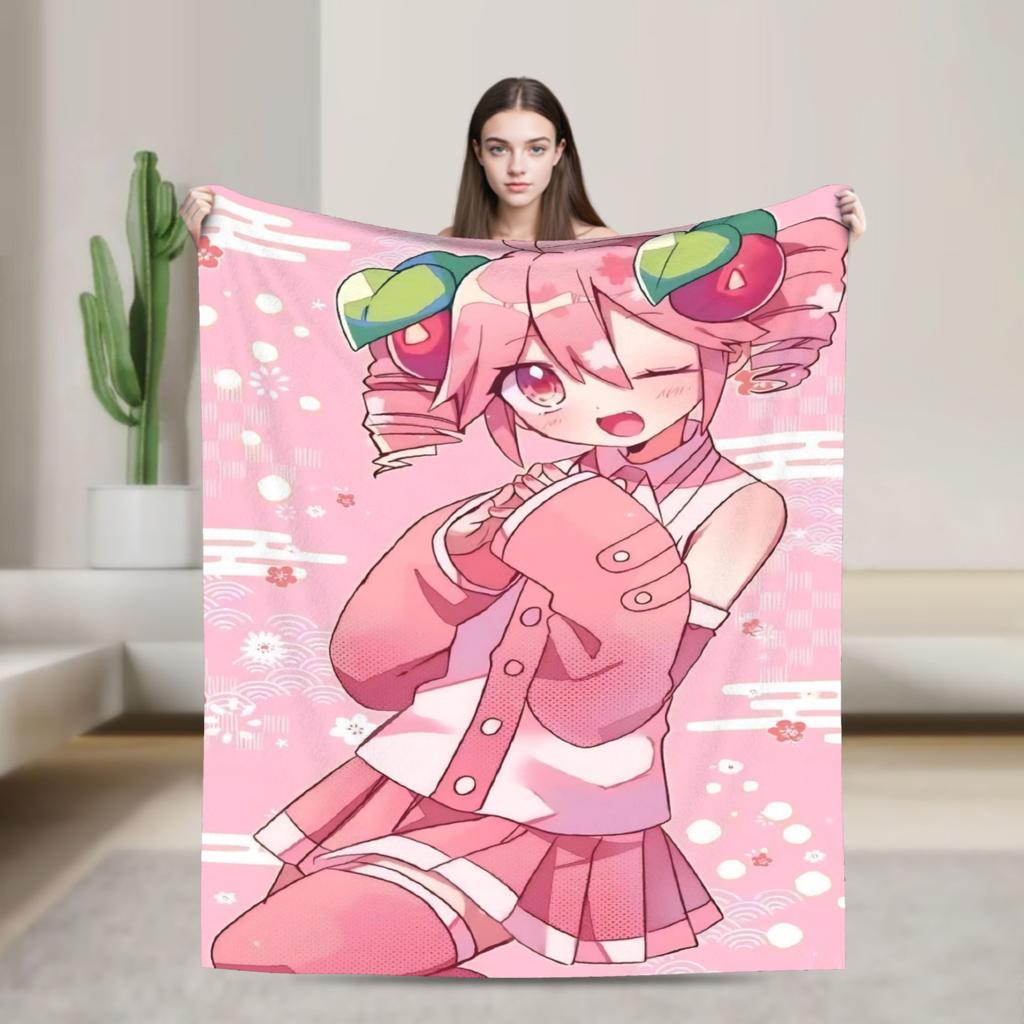 Kasane Teto Blanket Anime Vtuber Plush Novelty Soft Throw Blanket for Bedspread Textile Decor