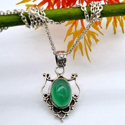 Green Onyx Gemstone Necklace, 925 Sterling Silver, Women Necklace, Gift For Her, Unique Gift, Handmade Jewelry, Silver Jewelry