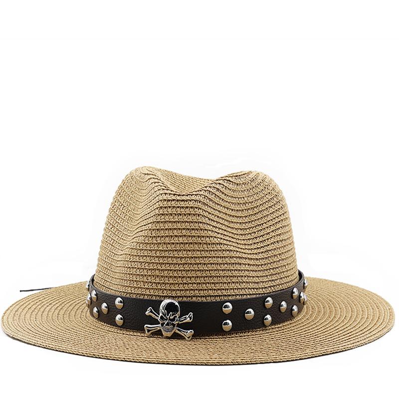 Men and women's new belt decoration outdoor travel seaside sunshade sun protection straw hat spring and summer British style jazz hat