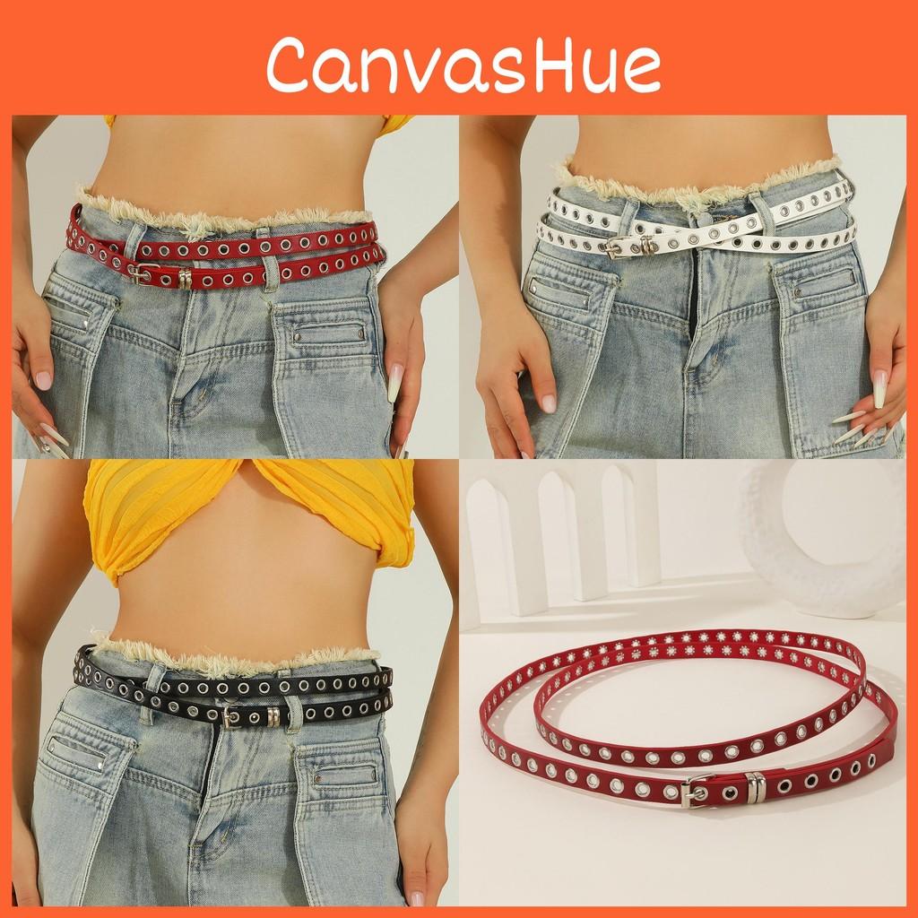 Fashionable Solid Color Porous Design Women Slim Waist Belt For Wear Daily