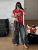 Summer Casual Contrasting Mesh Women's Leopard Print Letter Print Street Simple And Fashionable Football Uniform Y2K T-shirt