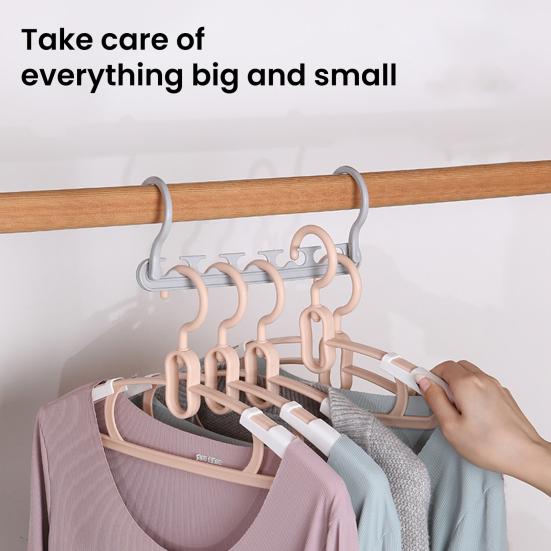 4Pcs Coat Hanger Wardrobe Organizer 360-Degree Rotation Strong Load-bearing 5 Slots Design Space-Saving Closet Organizer