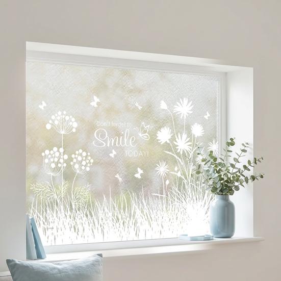 Fiori Farfalle Pellicola per Vetri Privacy Bianco Decorativa Vetro Satinato Adesivo Blocco Solare
