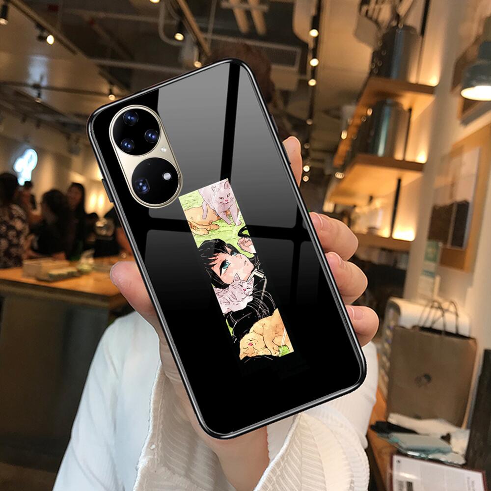 Kamado Nezuko Kimetsu No Yaiba Demon Slayer TPU Weich Gehärtetes Glas Handyhülle Hülle für Huawei P40 Pro lite 5G P30 P Smart Z 20