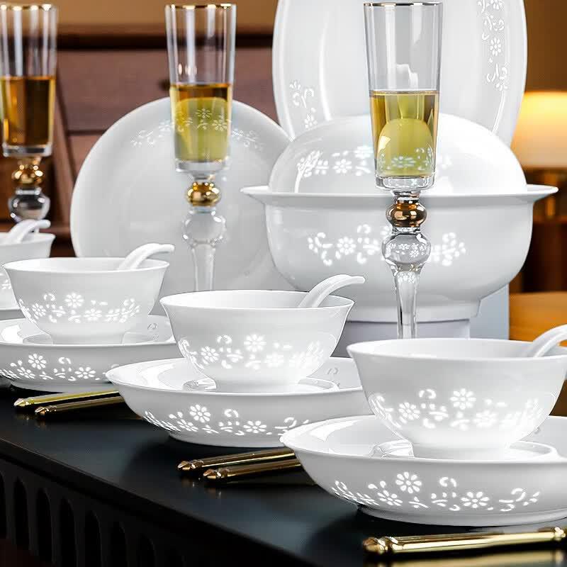 Jingdezhen Linglong Porcelain Dinnerware Set