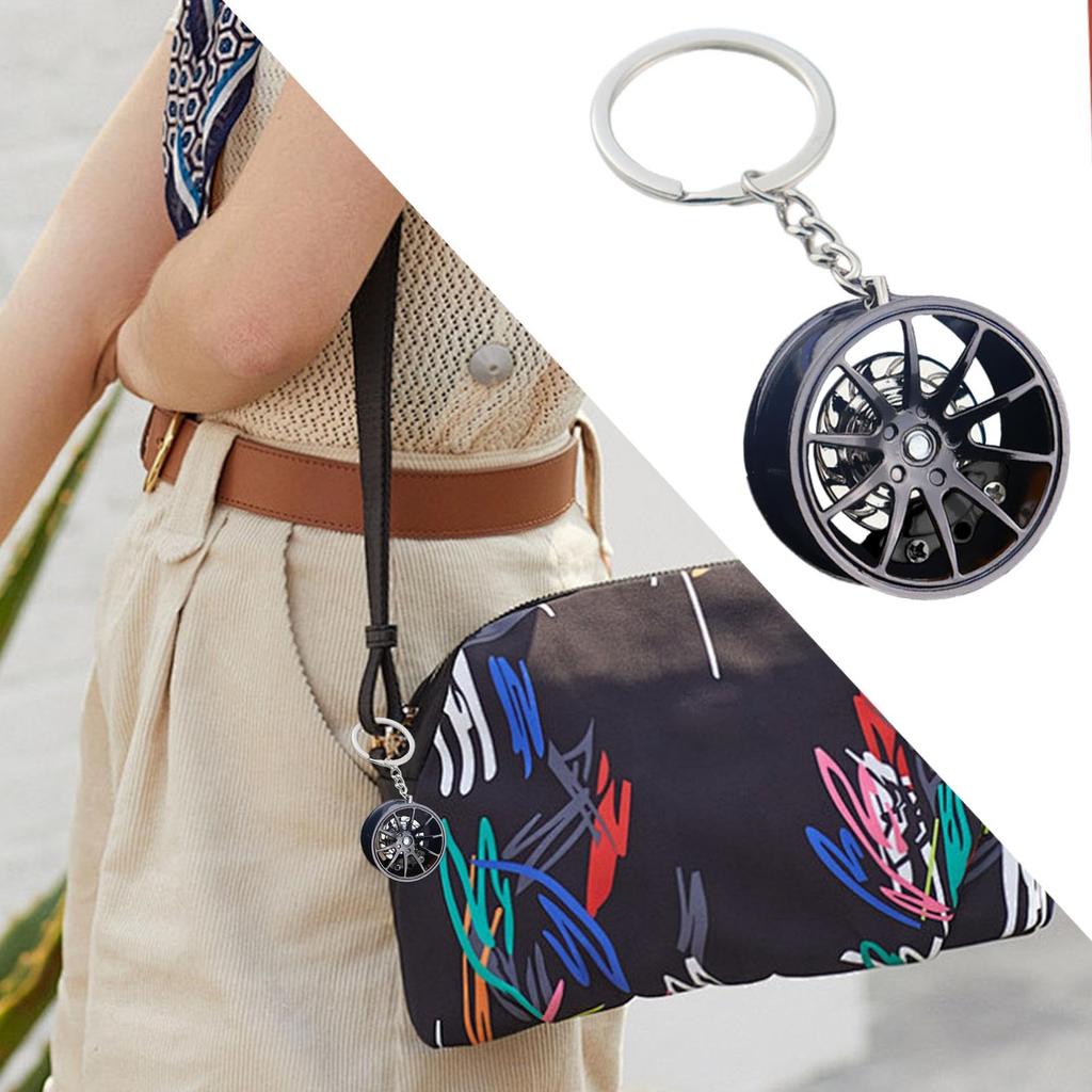 [Mivpzisk] Wheel Hub Keychain, Car Hub Keychain | Car Tire Rim Keychain - Wheel
