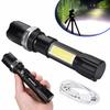 Super Bright XPE + COB Flashlight Rotating Adjustable Focus Torch 4 Modes Lamp