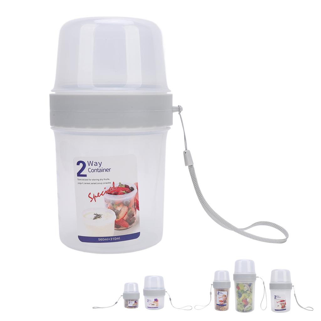 Double Layer Food Storage Cup Microwave Safe Sealed Dispenser Portable Yogurt Container for Salad Fr