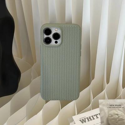 Vintage Woven Pattern Phone Case For iPhone 15 14 13 12 11 Pro Max Plus Solid Color Shockproof Bumper Soft Silicone Back Covers