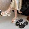 Set of toe crossed cool slippers female 2025 summer new fairy style versatile retro casual fashion soft bottom mop
